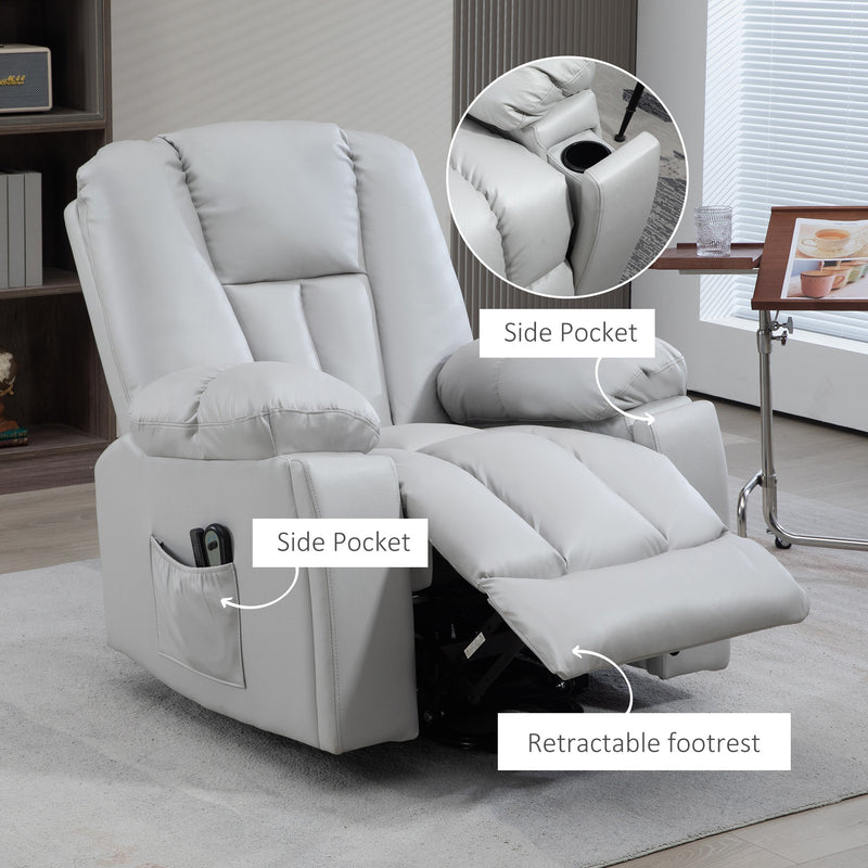 HOMCOM Riser And Recliner Chair For Elderly, Quick Assembly, Light Grey/Charcoal Grey