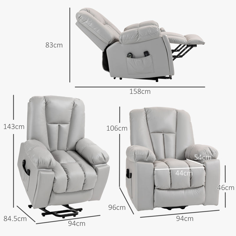 HOMCOM Riser And Recliner Chair For Elderly, Quick Assembly, Light Grey/Charcoal Grey