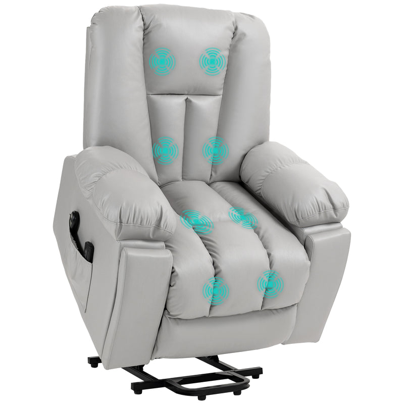 HOMCOM Riser And Recliner Chair For Elderly, Quick Assembly, Light Grey/Charcoal Grey