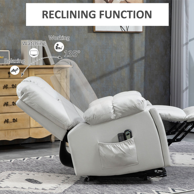 HOMCOM Riser And Recliner Chair For Elderly, Quick Assembly, Light Grey/Charcoal Grey