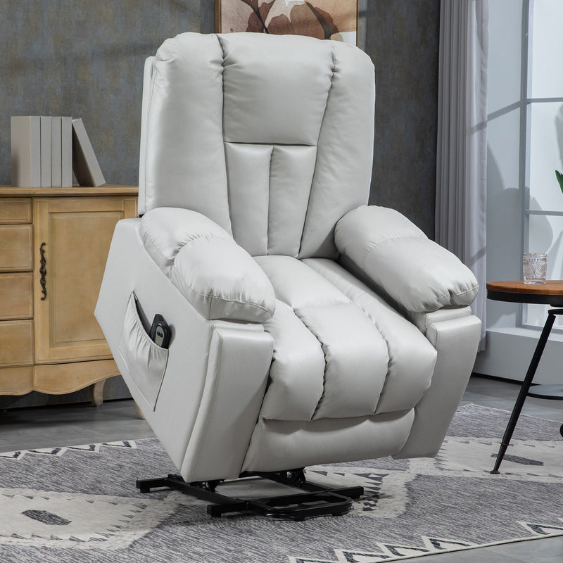 HOMCOM Riser And Recliner Chair For Elderly, Quick Assembly, Light Grey/Charcoal Grey