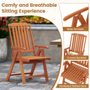 Foldable Patio Chair All-Weather HDPE Outdoor Dining Chair with Armrest-Brown