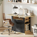 HOMCOM Kitchen Island With Storage Cabinet And Spice Rack, Black & Natural