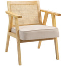 HOMCOM Rattan Armchair With Wood Frame Seat Cushion For Living Room Bedroom