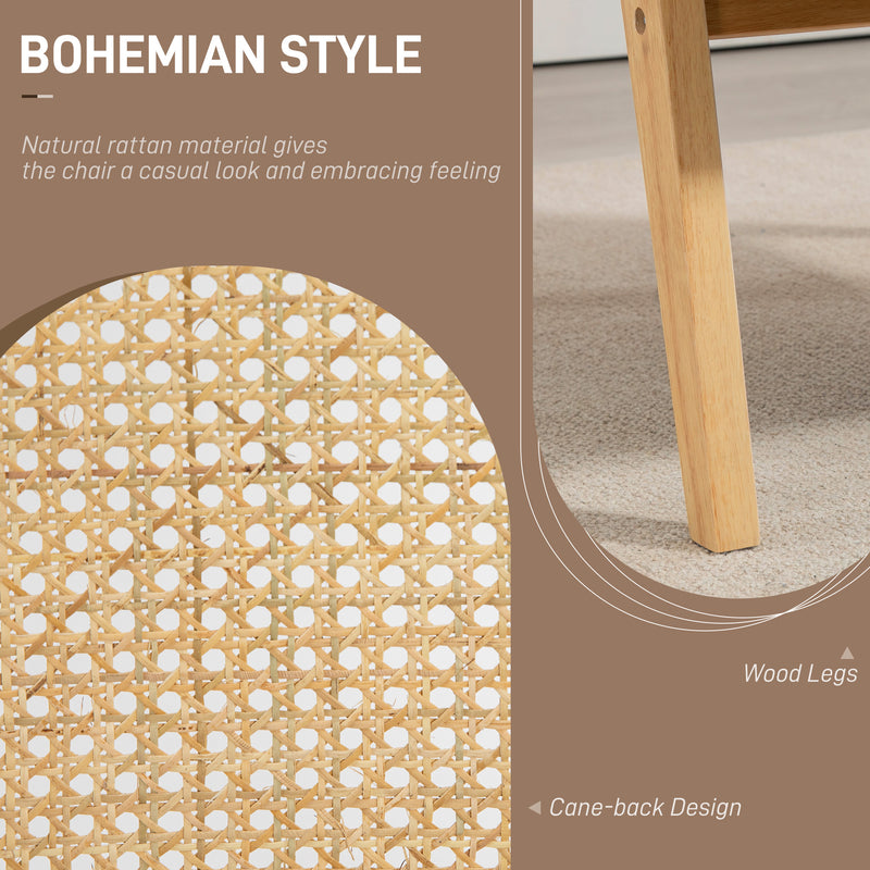 HOMCOM Rattan Armchair With Wood Frame Seat Cushion For Living Room Bedroom