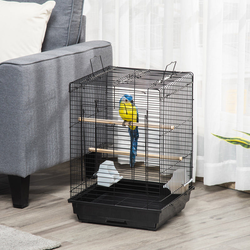 PawHut 59cm Bird Cage With Openable Top, Stand, Tray, Handles, Feeding Bowls