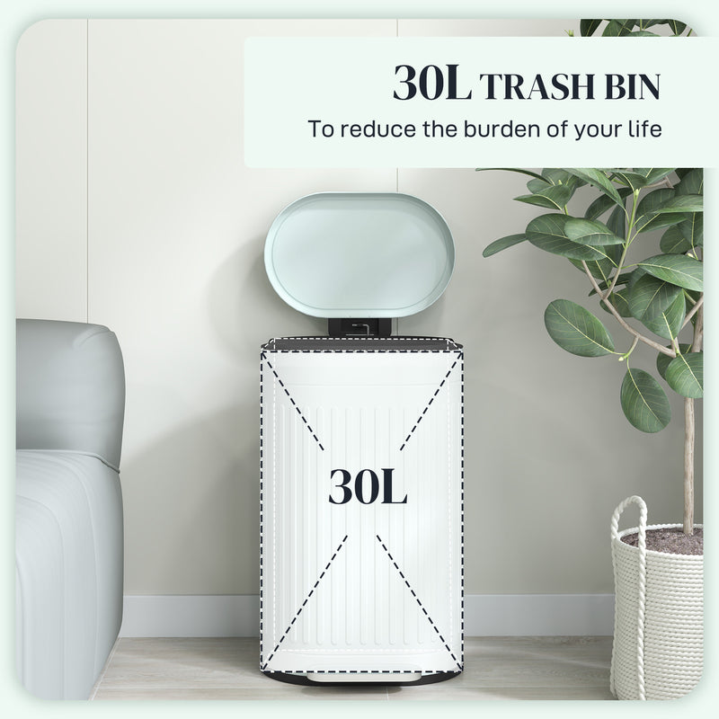 HOMCOM 30L Pedal Bin, Metal Kitchen Bin with Soft-close Lid