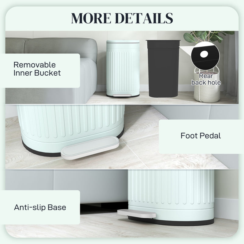 HOMCOM 30L Pedal Bin, Metal Kitchen Bin with Soft-close Lid