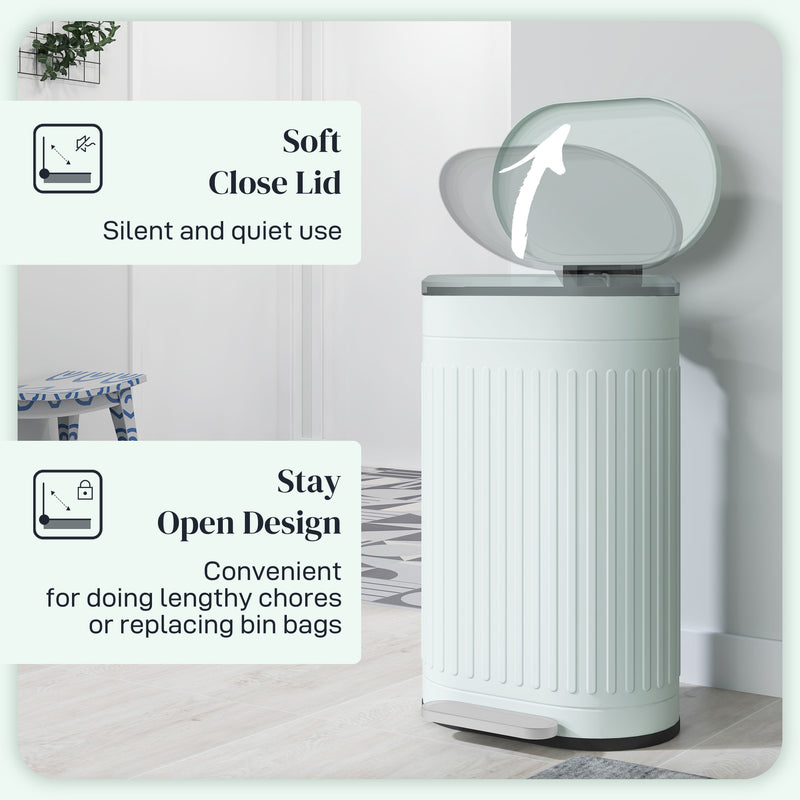 HOMCOM 30L Pedal Bin, Metal Kitchen Bin with Soft-close Lid