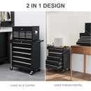 HOMCOM Rolling Tool Chest Lockable Roller Cabinet With With 14 Drawers Black
