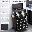 HOMCOM Rolling Tool Chest Lockable Roller Cabinet With With 14 Drawers Black