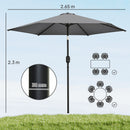 Outsunny 2.6M Garden Parasol Umbrella with Aluminium Pole, Tilt, Crank