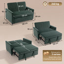 HOMCOM 2 Seater Sofa Bed, 3-in-1 Velvet Pull Out Sleeper Sofa, Dark Green