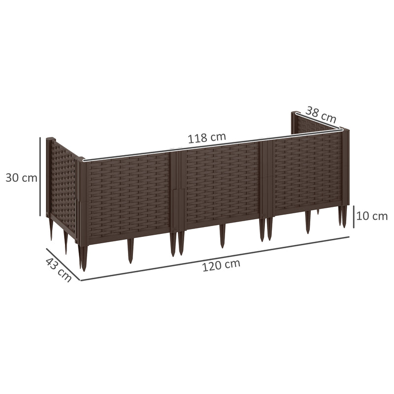 Outsunny Plastic Planter Box Kit, Modular Raised Bed for Flowers, Herbs