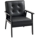 HOMCOM Accent Chair PU Leather Armchair with Armrests for Living Room Black