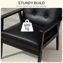 HOMCOM Accent Chair PU Leather Armchair with Armrests for Living Room Black