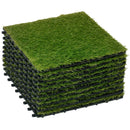 Outsunny 10-Piece Artificial Grass Set, Weatherproof Turf Tiles, Outdoor Carpet