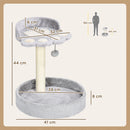 PawHut 44cm Cat Tree with Sisal Cat Scratching Post, Toy Ball - Light Grey