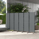 Outsunny Garden Privacy Screen Foldable 6 Panel Room Divider, Dark Grey