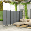 Outsunny Garden Privacy Screen Foldable 6 Panel Room Divider, Dark Grey