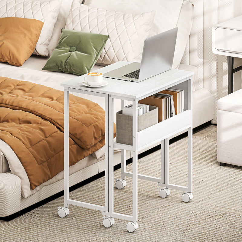 HOMCOM 63 Cm Foldable Computer Desk On Wheels For Small Spaces