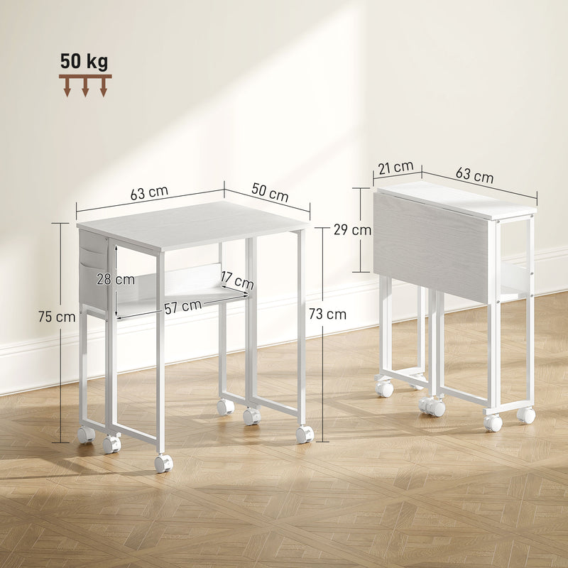 HOMCOM 63 Cm Foldable Computer Desk On Wheels For Small Spaces