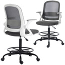 HOMCOM Mesh Painting Chair, Rolling Desk Chair With Flip-up Armrests, Grey