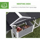 Pawhut Wooden Chicken Coop Hen House with Nesting Box Run