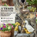 Outsunny 5-Tier Outdoor Waterfall Fountain, Water Feature With LED Lights