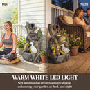 Outsunny 5-Tier Outdoor Waterfall Fountain, Water Feature With LED Lights