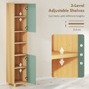 HOMCOM Tall Bathroom Cabinet with Adjustable Shelves and Open Shelves, Green