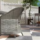 Outsunny Rattan Dining Set For 4 With Cushions And Umbrella Hole, Grey