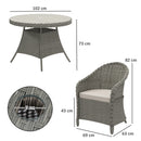 Outsunny Rattan Dining Set For 4 With Cushions And Umbrella Hole, Grey