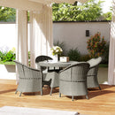 Outsunny Rattan Dining Set For 4 With Cushions And Umbrella Hole, Grey