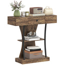 HOMCOM Console Table Hallway Table with Storage Shelves, Rustic Brown