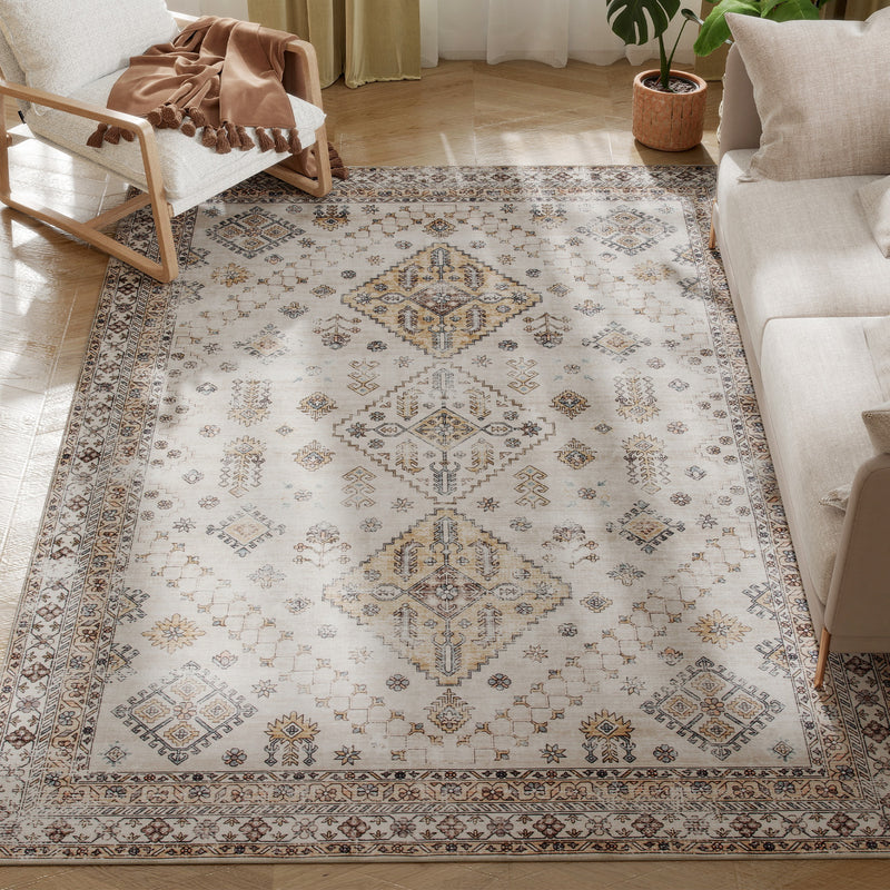 HOMCOM Flannel Non-Slip Washable Rug for Living Room,