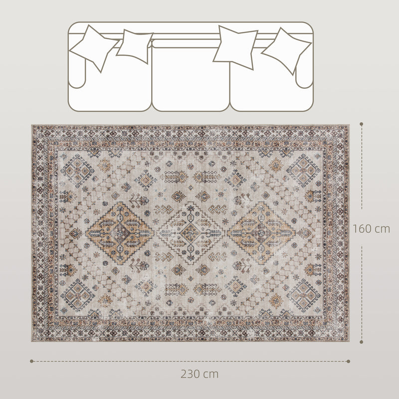 HOMCOM Flannel Non-Slip Washable Rug for Living Room,