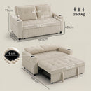 HOMCOM Corduroy Click Clack Sleeper Sofa with Pull Out Design, Cream White