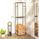 Outsunny Metal Firewood Log Holder, Firewood Rack with Adjustable Shelf
