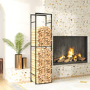 Outsunny Metal Firewood Log Holder, Firewood Rack with Adjustable Shelf