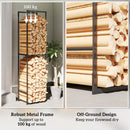 Outsunny Metal Firewood Log Holder, Firewood Rack with Adjustable Shelf