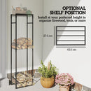 Outsunny Metal Firewood Log Holder, Firewood Rack with Adjustable Shelf