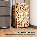 Outsunny Metal Firewood Log Holder, Firewood Rack with Adjustable Shelf