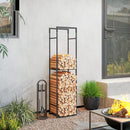 Outsunny Metal Firewood Log Holder, Firewood Rack with Adjustable Shelf