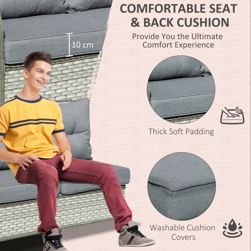 Outsunny Outdoor Wicker Sofa Furniture Set 1.2m 6 Piece - Grey