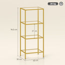 HOMCOM 4-Tier Shelving Unit Modern Glass Shelf Bookshelf For Home