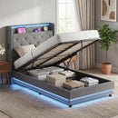 HOMCOM Lift up Storage Bed Frame with RGB LED Lights Dark Grey