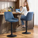 HOMCOM Bar Stools Set Of 2, Adjustable Bar Chairs 360 Degree Swivel Blue