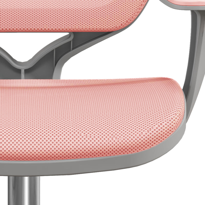 Vinsetto Office Chair, 360° Swivel Desk Chair With Security Wheels - Grey/Pink