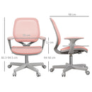 Vinsetto Office Chair, 360° Swivel Desk Chair With Security Wheels - Grey/Pink